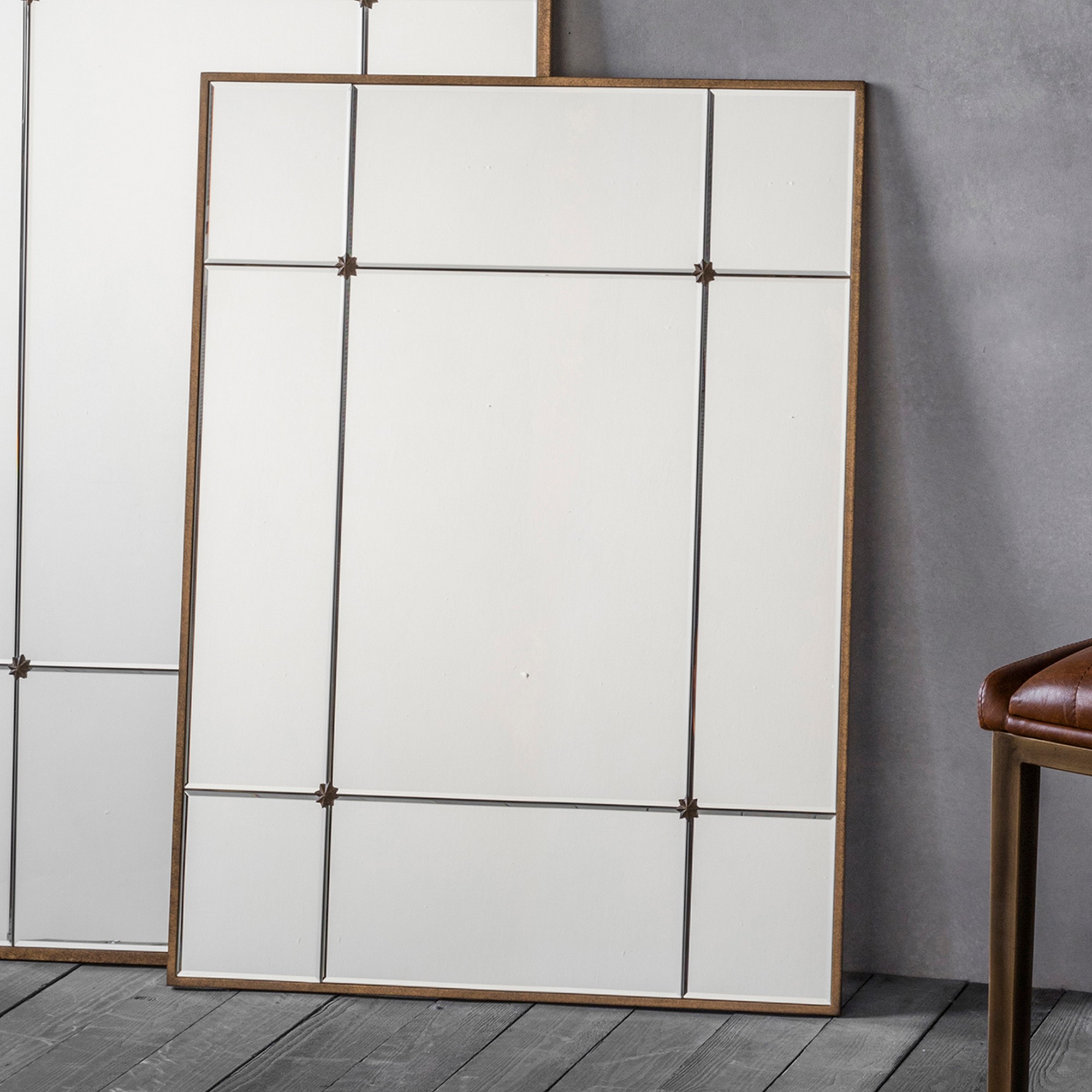 Luxe Tapi Alessia Rectangle Grid Mirror In Gold